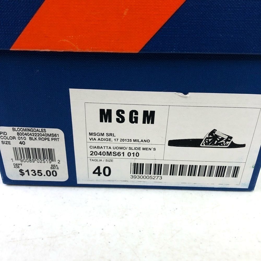 MSGM Men’s Black White Slide Sandals Size 7 $135. - Picture 8 of 8